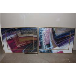 Two Large Framed Abstract Art Pieces (24”x32”)