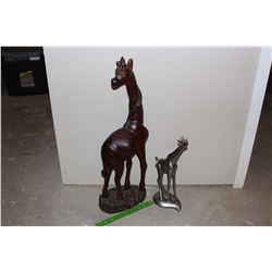 Two Giraffe Statues (28”Tall & 17”Tall)