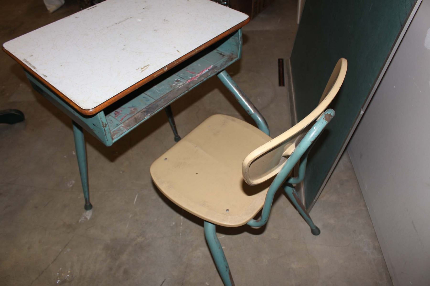 School Desk & Chalkboard