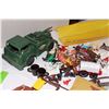Image 2 : Lot of Assorted Plastic Toys (Big Jim Sports Camper w/Camping Items, Rural Telephone Company Toy Tru
