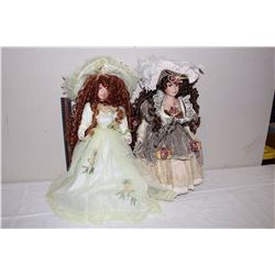 Porcelain Dolls (2) Limited Edition Original Vanessa 18” Porcelain Collectors Doll w/Stand & 18” Por