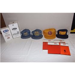 Case Manuals And Booklets (4), Pool Hats (4) & Hockey Bobble Heads (2)