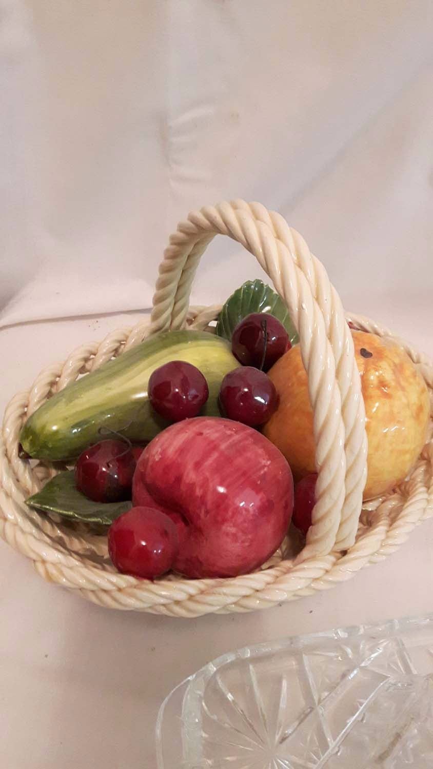 Covered Butter Dishes W/ Ceramic Bowl Of Fruit