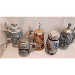 Lot Of 5 Beer Steins
