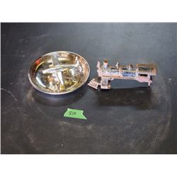 Airplane Ashtray& Locomotive Train Cast Iron