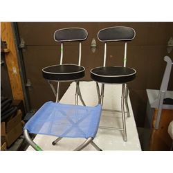 Padded Folding Chairs (2)& Folding Nylon Chair