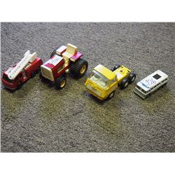Lot of 3 Tonka Toys & 1 Hot Wheels Greyhound Bus