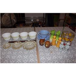 Lot of Assorted Glassware (Ashtrays, Salt&Pepper Shakers, Cups, Etc;)