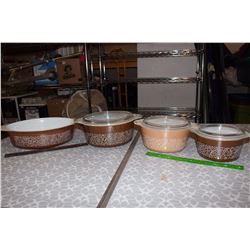 Pyrex Woodland (473, 474, 475 w/Lids& Casserole Oval 053)