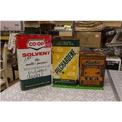 Tins (3)(Co-Op Solvent, Pilchardene Feeding Oil& Nash’s Gateway Tea)