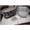 Image 1 : Metal Pails (2)& Wooden Washboard
