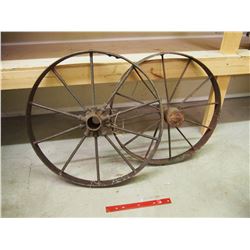 Pair Of Smaller Metal Wagon Wheels