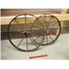 Image 1 : Pair Of Smaller Metal Wagon Wheels