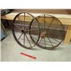 Image 2 : Pair Of Smaller Metal Wagon Wheels