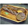 Image 2 : Wooden Platter W/ Two Wooden Utensils