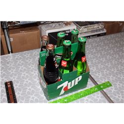 Unopened Soda Bottles (6)(7-Up& Hires Root Beer)