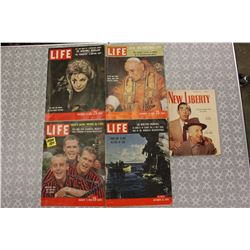Life Magazines (4)(1956,1958,1959)& 1953 New Liberty Magazine