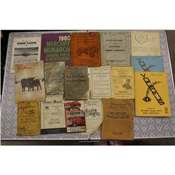 Tractor Repair Parts Lists (Massey-Harris), Reaper-Threshers Booklets, Etc