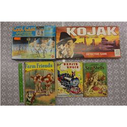 Vintage Children Books (3), Kojak Detective Game& Cool Cast Sport Stars Molding Kit