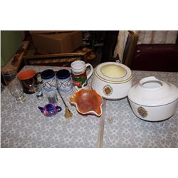 Lamp Shades(2), Decorative Bowl, Glass Tea Pot, Assorted Mugs, Etc