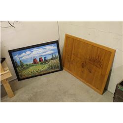 Framed Pictures (2)(Elevator Picture 39”x27”)(Wooden Picture 45”x31”)