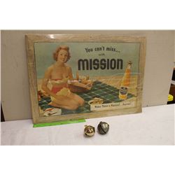Vintage Mission Beverages Poster& Two Bells