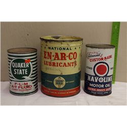 Quaker State A-T Fluid Tin(1Ltr), National En-Ar-Co Lubricants Tin(5Lbs)& Texaco Havoline Motor Oil