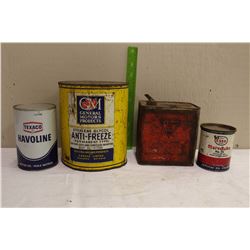 GM Ethylene Glycol Anti-Freeze Tin(1Gal), Texaco Havoline Motor Oil Tin(1Ltr), De Laval Oil Tin(Half