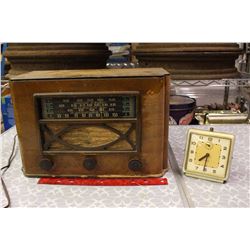 Antique General Electric Radio(Working)& Small Vintage Westclox Alarm Clock