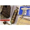 Image 2 : Basket, Antique Brass Pyrene Fire Extinguisher, Water Bag, Etc