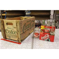 Coco-Cola Wooden Crate(20”x12”x10”)& Bottles