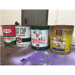 Lot 1 Gallon Anti-Freeze Cans (4) (Co-op, BA, Castrol, GM)
