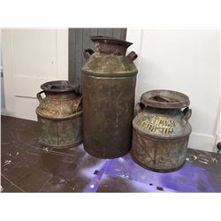 Lot Antique Farm Cream Cans 28" & 16" (3)