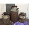 Image 5 : Lot Antique Farm Cream Cans 28" & 16" (3)