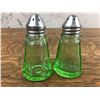 Image 1 : Green Uranium Glass, Hazel Atlas, salt & pepper