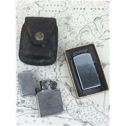 Lot Zippo lighters (2) Leather Case, one is Pall Mall