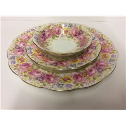 ROYAL ALBERT 3 DISH SET SERENA THIN GOLD