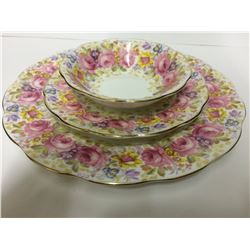 ROYAL ALBERT 3 DISH SET SERENA THIN GOLD