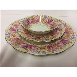 ROYAL ALBERT 3 DISH SET SERENA THIN GOLD