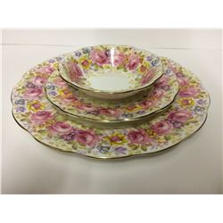 ROYAL ALBERT 3 DISH SET SERENA THIN GOLD