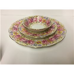 ROYAL ALBERT 3 DISH SET SERENA THIN GOLD