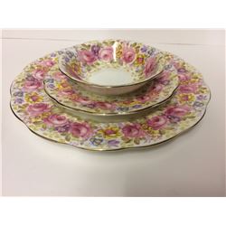 ROYAL ALBERT 3 DISH SET SERENA THIN GOLD