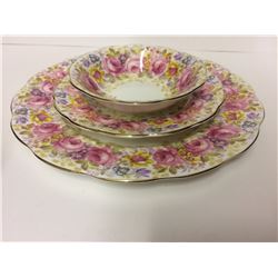 ROYAL ALBERT 3 DISH SET SERENA THIN GOLD