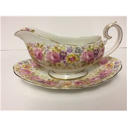 1 ROYAL ALBERT LARGE GRAVY BOAT WITH PLATE  SERENA