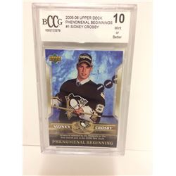 SIDNEY CROSBY UPPER DECK PHENOMENAL BEGINNINGS HOCKEY CARD GRADED 10
