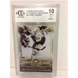 SIDNEY CROSBY UPPER DECK PHENOMENAL BEGINNINGS HOCKEY CARD GRADED 10