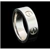 Image 3 : Wide Band Screw Back Design Ring - 18KT White Gold