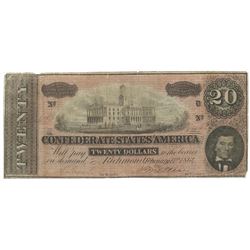 1864 $20 Confederate States of America Note