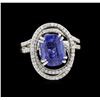 Image 2 : 4.72 ctw Blue Sapphire and Diamond Ring - 18KT White Gold