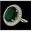 Image 1 : 7.83 ctw Emerald and Diamond Ring - 14KT White Gold